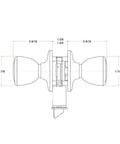 Technical diagram of Five Pack Pro Grade Classic Mobile Home Passage Door Knobs And Closet Handles In Polished Brass.