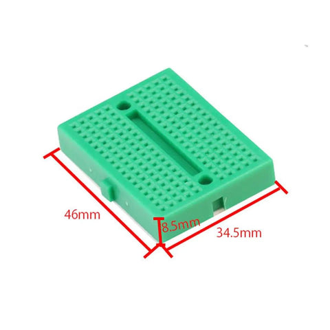 Green mini solderable breadboard with 170 tie points and dimensions for Seven Pack Mini Solderable Breadboards With 170 Tie Points Each For Tiny Prototyping Arduino Shield Projects Solderless Breadboard Kit For Quick Circuits And Neat Layouts