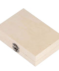Woodworking drill bit set storage case in light wood finish with metal latch