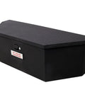 Heavy Duty Workhorse 46 Inch Trailer Tongue Tool Box Solid Steel Storage Chest showing the rugged black exterior and textured lid.
