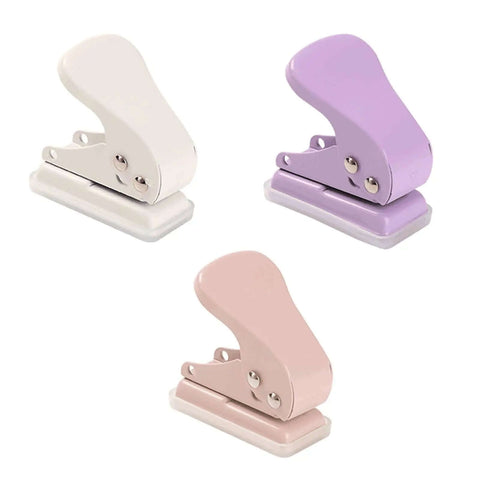 Three pastel Quarter-Inch Single Hole Punchers, 6mm Round Hole, 10 Sheets Capacity, Portable Paper Punch for crafts and office projects.