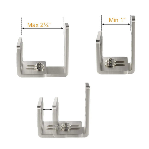 Sliding Barn Door Bottom Floor Guide U Shape With Flush Flat Bottom Easy Install Wall Mounted System For Doors And Cabinets Flexible Adjustable Fit Distance Brushed Nickel 2 Pack shown in different sizes