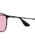 Unisex Erika Round Metal Sunglasses With Evolve Photochromic Pink To Blue Lenses, Black Frame, 54mm, Side View