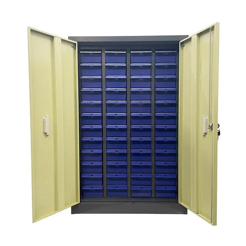 Heavy Duty 48 Drawer Tool Storage Cabinet for bolts nuts and parts steel lockable tool chest with doors workshop garage organization cabinet durable parts organizer for crafts and home improvement