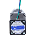 Rear view of Nema 17 Stepper Motor Bipolar With 48 Millimeter Frame And 10 To 1 MG Series Planetary Gearbox, manufacturer label visible