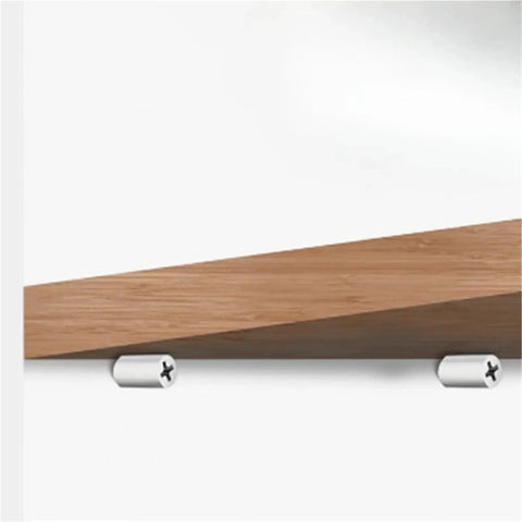 Heavy Duty Self Tapping Screws For Cabinet Laminate Support 50 Piece Cross Laminated Board Fasteners holding a wooden shelf.