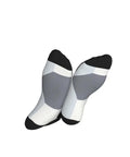 Fresh Black And White Grid Pattern Ankle And Crew Socks Men Women Unisex Athletic Daily Workout Breathable Polyester Blend, socks displayed from side.