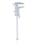 Digital Vernier Caliper with Large LCD Display, stainless steel design, precise measuring tool, vertical view.