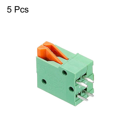 KF141V 2 Pin Spring Terminal Block Connector for PCB Boards, 150V 2A, 2.54mm Pitch, pack of 5