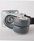 Heavy Duty Swivel Twin Casters With Brake 2 Inch Dual Rubber Wheels close-up view showing gray wheels and mounting bracket.