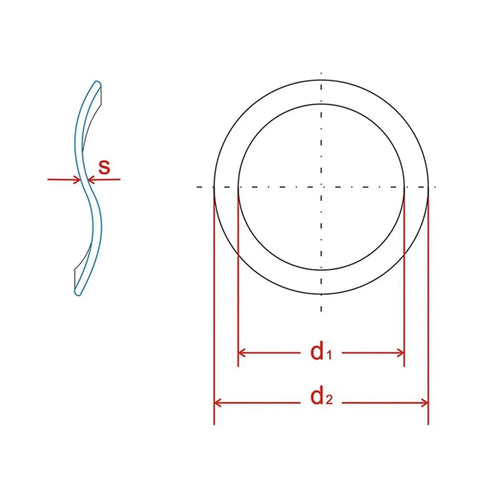 Heavy Duty Wave Spring Washers Set 3 To 25 Mm Assortment Kit In 65Mn Steel For Vibration Dampening Anti Loosening Gasket And Bearing Pad Applications Ideal For Fasteners And Machinery Maintenance, size diagram