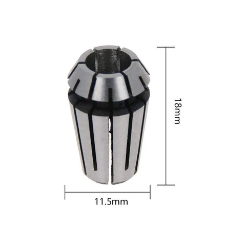 ER11 Spring Collet One Quarter Inch Chuck For CNC Milling Lathe Tool Built From 40Cr Steel Fully Hardened Pro Grade Precision Ground Finish 0.015 Mm Tolerance Beefed Up Durability For Serious Machining, showing product dimensions 11.5mm and 18mm