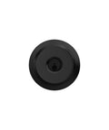 Front view of Bowery Matte Black Door Knob with Keyed Entry Lock Easy Install Self Aligning Screws Reversible Front Door Handle