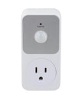 PIR Infrared Motion Sensor Outlet 110V 1800W Auto On Off Switch For Garage Hallway Living Room White ABS Receptacle No Brainer For Security Light Control And Energy Saving Home Automation, front view