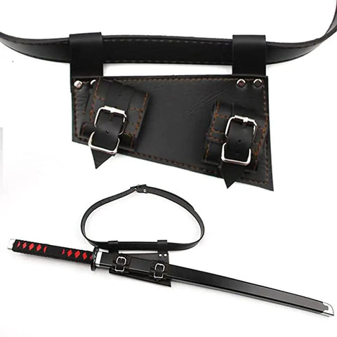 Medieval Katana Samurai Sword Frog Leather Scabbard Belt Holster For Cosplay And Role Play Gear, Adjustable PU Leather Frog Sheath, One Size
