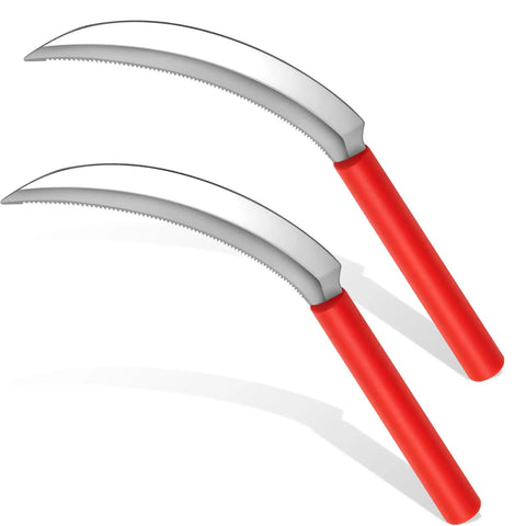 2 Pack Harvest Sickle With Plastic Handles, Sawtooth 6.5 Inch Stainless Steel Blade, Japanese Weeding Hoe, Garden Knife For Lawn And Yard