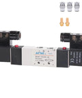 4V330C-10 Solenoid Valve AC110V Three Eighth PT Thread Double Solenoid Five Way Closed Center Pneumatic Valve with fittings
