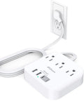 Ultra Flat 5ft Extension Cord Power Strip With 3 Outlets And 4 USB Ports 2 USB C Desk Charging Station No Surge Protection