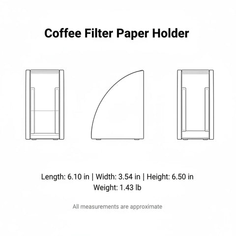 Slick Acrylic Coffee Filter Holder For Pour Over Station Straight Up Countertop Organizer dimensions and side views