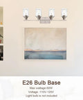 4 Light Brushed Nickel Wall Light Fixtures With Clear Hammered Glass Shade For Bathroom Vanity And Powder Room
