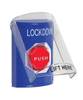 Heavy Duty Blue Illuminated Fire Alarm Indicator Light With Key To Reset And Turn To Reset Function MomentaryContact Switch for lockdown safety.