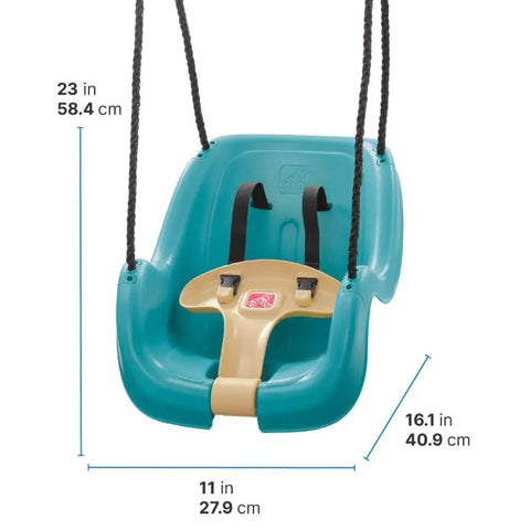 Infant To Toddler Outdoor Swing For Backyard Playset With Bucket Style Seat And Safe Harness, Weather Resistant Rope And Easy Buckle
