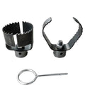 Heavy Duty Two Piece Drain Auger Attachment Set for Sink And Tub Clogs with thickened steel cutters and ring wrench.