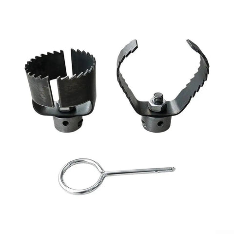 Heavy Duty Two Piece Drain Auger Attachment Set for Sink And Tub Clogs with thickened steel cutters and ring wrench.
