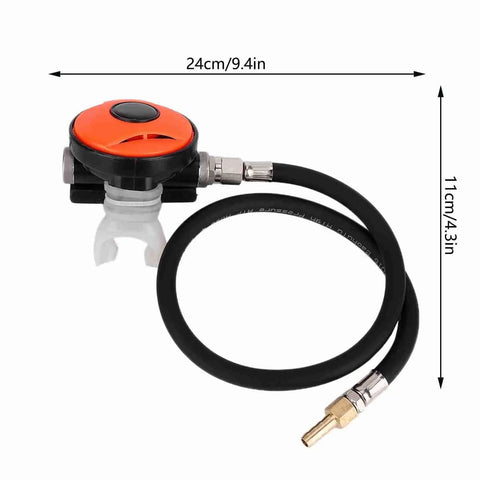Go To Second Stage Scuba Regulator For Easy Breathing Adjustable Regulator Explorer with mouthpiece and measurements