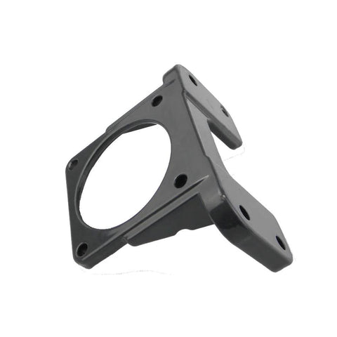 CHANCS motor mounting bracket in black metal with large circular bore and flange mounting holes