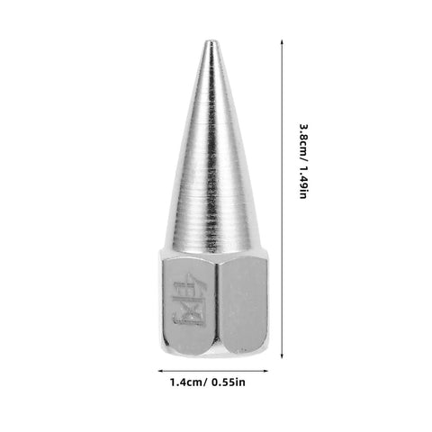 Five-Piece Steel Grease Nozzle Replacement Tips Kit For Equipment And Machinery, showing one steel nozzle with measurements.