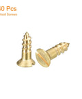 Brass Wood Screws Set 40 Pieces M3.5 x 10mm Slotted Flat Head Self Tapping Countersunk for Woodworking and DIY Projects