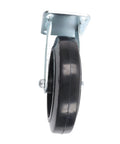 Heavy Duty Rigid Caster Wheels Eight Inch By Two Inch Featuring Rubber Tires And Solid Cast Iron Cores For smooth rolling on hard floors.