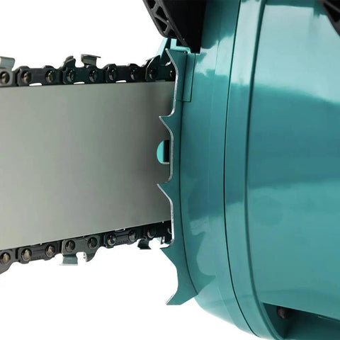Close-up view of the blade assembly on the 16 Inch 40V Max Brushless Top Handle Electric Chainsaw Kit With 4Ah Battery.