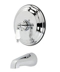 Vintage Tub And Shower Faucet With Solid Brass Construction, 7-1/2 Inch Spout, Polished Chrome Finish, Wall Mount