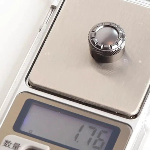 Aluminum Alloy Baitcasting Reel Brake Knob And Mechanical Spool Tension Knob Upgrade Kit on scale showing weight 1.76g