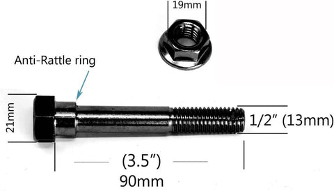 Anti-Rattle Hitch Pin Kit With Keeper Grip Clip For 2-Inch Receiver Hitches, Locking Security And Nut, detailed dimensions