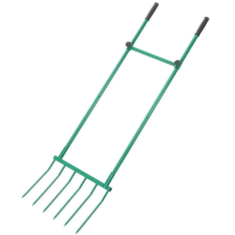 Heavy Duty Garden Broadfork With Dual Handles, 59 Inch Long Steel Pitch Fork, 16 Inch Wide Broadfork With 6 Steel Tines