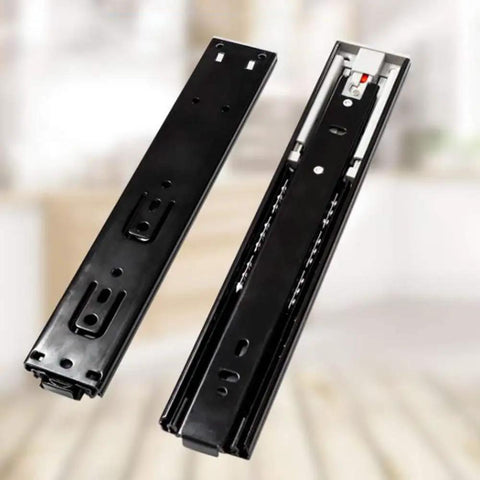 Push To Open Drawer Slides With Side Mount Runners Full Extension Ball Bearing Cabinet Rails Three Fold Tracks 14 Inch