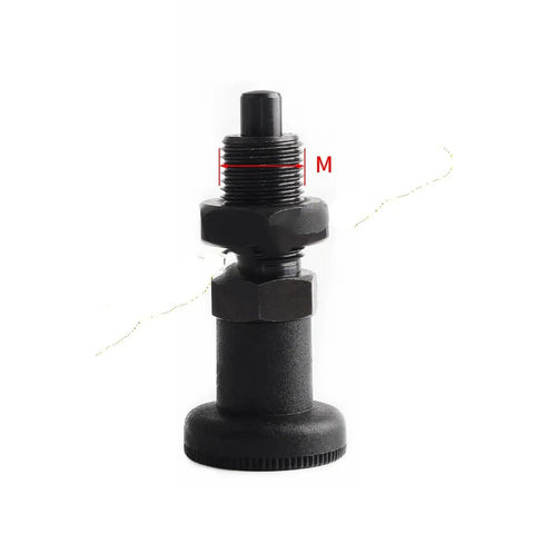Built Tough Self Locking Return Indexing Pin Plunger With Sturdy Black Plastic Knob for precise jig alignment.