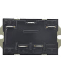 Heavy Duty General Purpose Relay 30A 250V SPST NO with quick connect 6.3mm blade terminals, black and beige color, top view