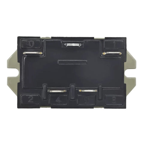 Heavy Duty General Purpose Relay 30A 250V SPST NO with quick connect 6.3mm blade terminals, black and beige color, top view