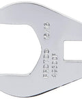 Three Eighths Inch Drive Crowfoot Wrench With Fifteen Sixteenths Open End For Automotive And Mechanical Work, chrome finish, side view