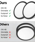 Comparison of black flush mount LED ceiling lights: our CRI>90 dimmable, dustproof, no flicker vs. others CRI>80.
