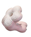 Go-To Travel Napping Pillow With Face Cradle in pink, 25x25x30 cm, ergonomic design for neck support and comfort.