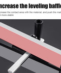 Heavy Duty Adjustable Universal Aluminum Miter Gauge Fence System With Rock Solid Angle Plate Ruler And Easy Grip Push Block, leveling baffle detail.