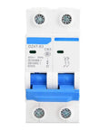 Front view of DZ47-63 2 Pole 400V AC Miniature Circuit Breaker with Leakage Air Switch 63A, compact and durable for panels.