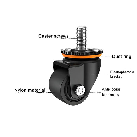 Heavy Duty Swivel Caster Wheels With M Threaded Stem And Brake, featuring dust ring and electrophoresis bracket, for indoor outdoor use