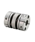 Badass Aluminum Flexible Double Disc Coupling Shaft With Rock Solid Alignment And Butter Smooth Rotation For CNC Router Machines Pro Tolerance D26 X 30 MM Quick Install close-up view of the aluminum coupling.