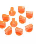 Orange Set Screw Guitar Amp Effect Pedal Knobs Pointer Knob With Set Screw For One Quarter Inch Pots arranged in a group